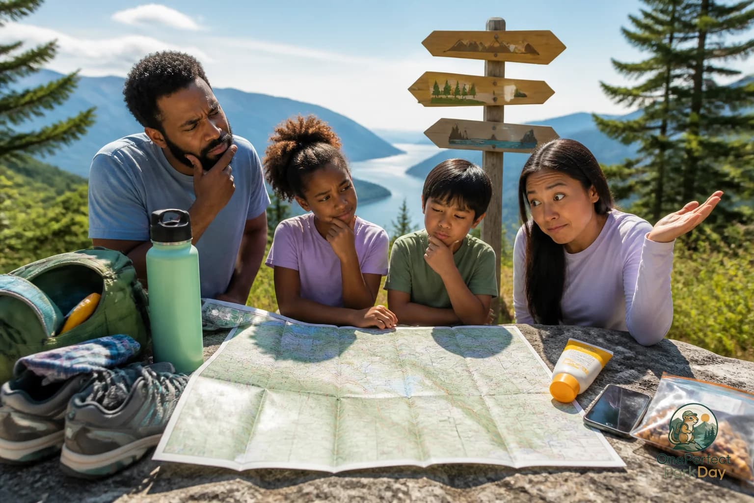 Illustration of Olympic National Park with mountains forest coastline and one highlighted planning area